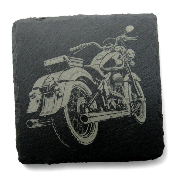 MOTORCYCLE COASTERS Engraved Set of 4 Square Gray Slate 4x4" - Picture 4 of 6